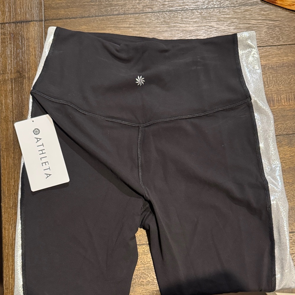 Athleta Elation Black and Silver Leggings - Picture 2 of 5